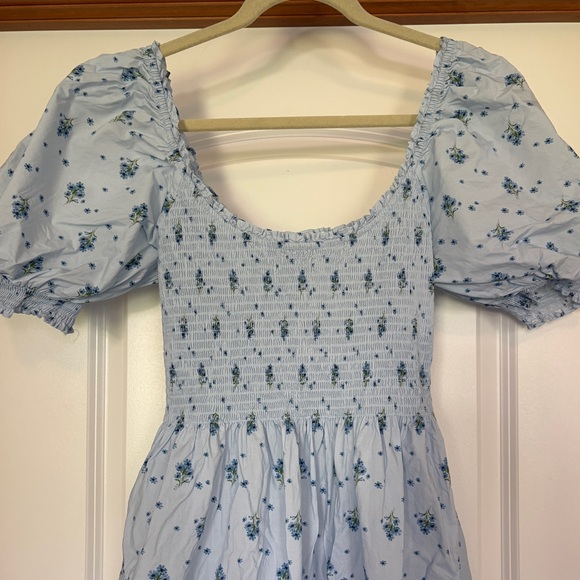Light Blue Floral Hill House Cotton Puff Sleeve Dress - Picture 2 of 5